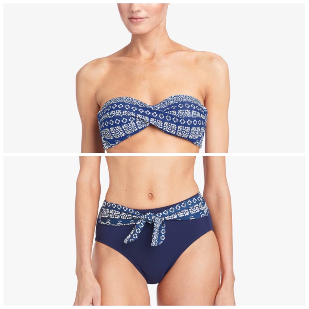 New Robin Piccone Isla Bandeau Bikini Top & Isla High Waist Tie Bikini Small